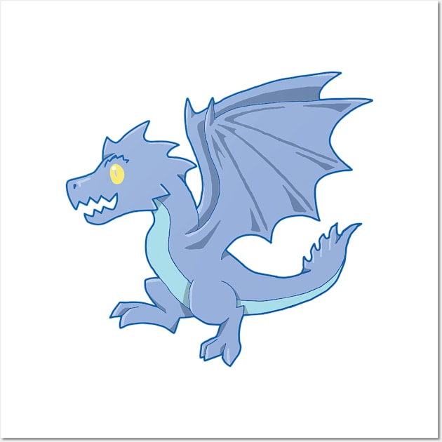 Cute Blue Wyvern Wall Art by SugarDrake